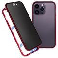 Carcasa Magnética con Cristal Templado de Privacidad para iPhone 15 Pro Max - Rojo
