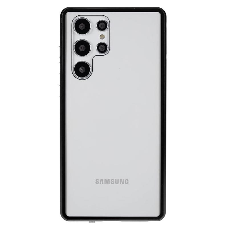 Funda magnética para Samsung Galaxy S22 Ultra, funda de vidrio templado  transparente de doble cara [absorción súper magnética], funda de carga