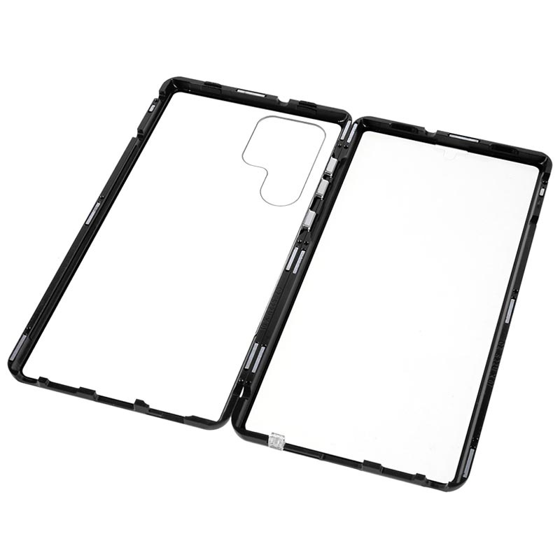 Funda magnética para Samsung Galaxy S22 Ultra, funda de vidrio templado  transparente de doble cara [absorción súper magnética], funda de carga