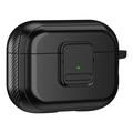 Funda magnética para Apple AirPods Pro , Diseño de hebilla Bluetooth Auricular TPU Cubierta con mosquetón - Negro
