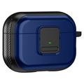 Funda magnética para Apple AirPods Pro , diseño de la hebilla Bluetooth auricular TPU cubierta con mosquetón - Negro + Azul