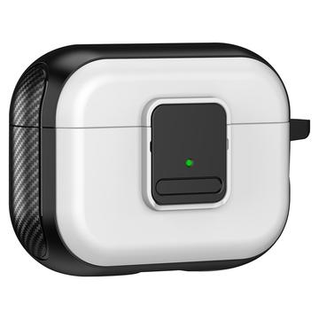 Funda magnética para Apple AirPods Pro , Diseño de hebilla Bluetooth Auricular TPU Cubierta con mosquetón - Negro + Blanco