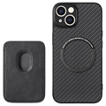 Carcasa con Tarjetero para iPhone 15 - Fibra de Carbon - Negro