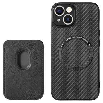 Carcasa con Tarjetero para iPhone 15 Plus - Fibra de Carbon - Negro