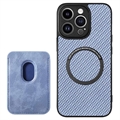 Carcasa con Tarjetero para iPhone 15 Pro - Fibra de Carbon - Azul