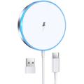 Cargador magnético inalámbrico con luz LED - 15W - Blanco