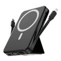 Power Bank inalámbrico magnético con cables USB-C y Lightning - 10000mAh/15W - Negro