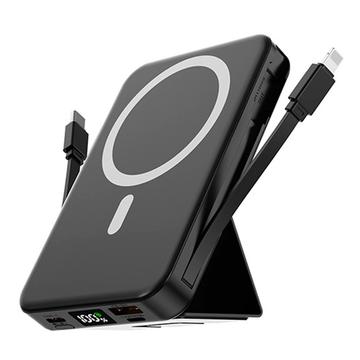 Power Bank inalámbrico magnético con cables USB-C y Lightning - 10000mAh/15W - Negro