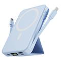 Power Bank inalámbrico magnético con cables USB-C y Lightning - 10000mAh/15W - Azul
