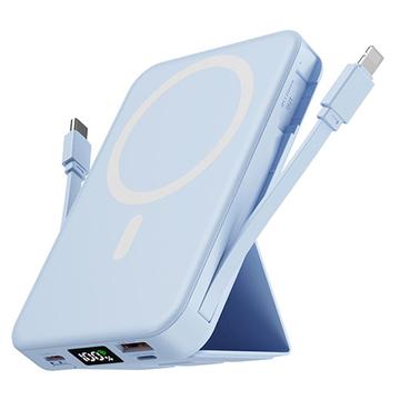 Power Bank inalámbrico magnético con cables USB-C y Lightning - 10000mAh/15W - Azul