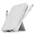 Power Bank inalámbrico magnético con cables USB-C y Lightning - 10000mAh/15W - Blanco