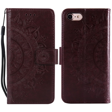 Funda Mandala Series para iPhone 7/8/SE (2020)/SE (2022) - Estilo Cartera - Marrón