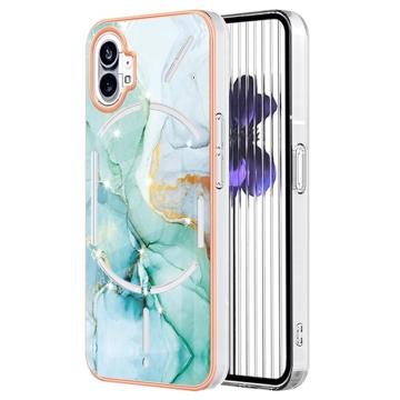 Funda TPU Marble Pattern Electrochapada IMD para Nothing Phone (1) - Verde