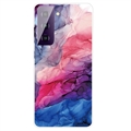 Funda TPU Marble Pattern Electrochapada IMD para Samsung Galaxy S21 FE 5G - Azul / Rosa