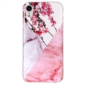 Funda TPU Marble Pattern IMD para iPhone XR - Flores Rosas