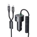 Mcdodo CC-037 Cargador de coche de doble puerto de 120W con cables USB-C y Lightning - Negro