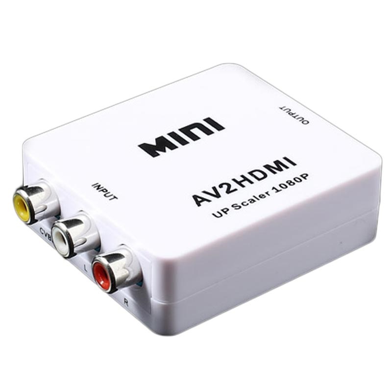 Convertidor Adaptador AV RCA a HDMI 1080p Full HD Video Blanco