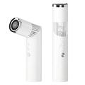 Mini ventilador de mano con forma de pintalabios, pantalla digital y luz LED - Blanco