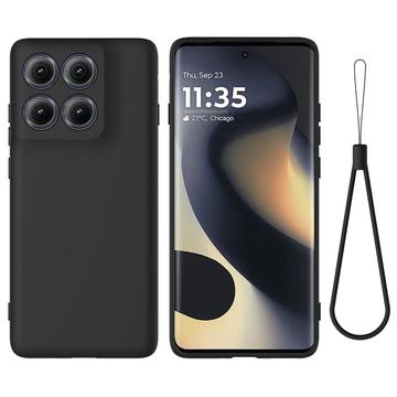 Motorola Edge (2025) Funda de silicona líquida con correa de mano - Negro