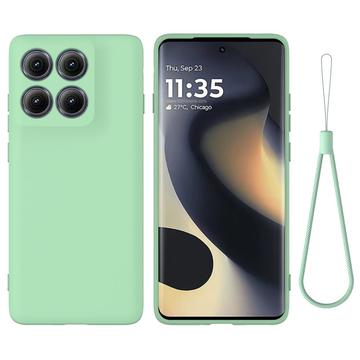 Motorola Edge (2025) Funda de silicona líquida con correa de mano - Verde