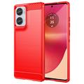 Carcasa de TPU Brushed para Motorola Edge 50 Fusion - Fibra de Carbono - Rojo