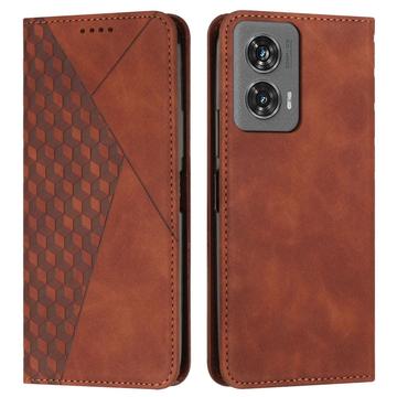 Funda de cartera con diseño de rombos y cierre magnético para Motorola Edge 50 Fusion