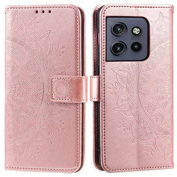 Funda Mandala Series para Motorola Edge 50 Neo - Estilo Cartera - Rosa Dorado