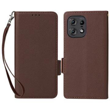 Funda de cartera con cierre magnético para Motorola Edge 50 Pro - Marrón
