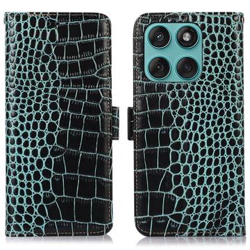 Funda Crocodile con RFID para Motorola Edge 60 Fusion - Estilo Cartera - Verde