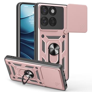 Funda híbrida con anillo giratorio y protector de cámara para Motorola Edge 60 Fusion - Rosa Dorado
