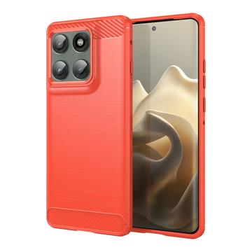 Carcasa de TPU Brushed para Motorola Edge 60 Pro/Edge (2025) - Fibra de Carbono - Rojo