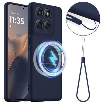Funda de Silicona Líquida para Motorola Edge 60 Pro - Compatible con MagSafe - Azul Oscuro