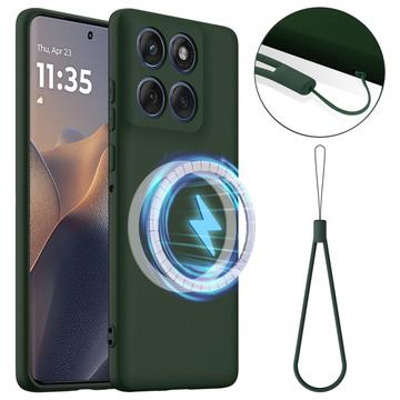 Funda de Silicona Líquida para Motorola Edge 60 Pro - Compatible con MagSafe - Verde Oscuro