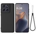 Motorola Edge 60 Pro Funda de silicona líquida con correa de mano