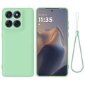 Motorola Edge 60 Pro Funda de silicona líquida con correa de mano - Verde