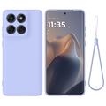 Motorola Edge 60 Pro Funda de silicona líquida con correa de mano - Púrpura