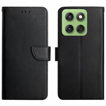 Funda de Cuero para Motorola Edge 60 Pro - Estilo Cartera - Negro