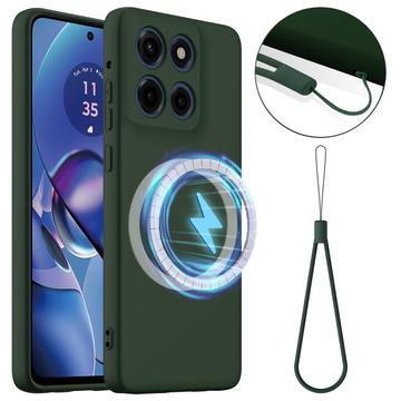Funda de Silicona Líquida para Motorola Edge 60 Stylus - Compatible con MagSafe - Verde Oscuro