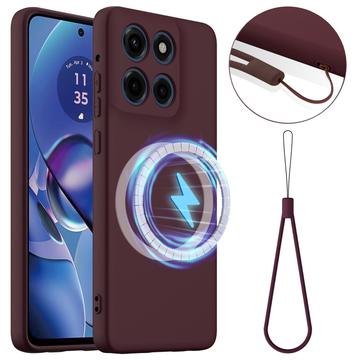 Funda de Silicona Líquida para Motorola Edge 60 Stylus - Compatible con MagSafe - Vino Tinto