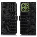 Funda Crocodile con RFID para Motorola Edge 70 - Estilo Cartera - Negro