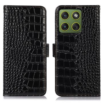 Funda Crocodile con RFID para Motorola Edge 70 - Estilo Cartera - Negro