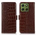 Funda Crocodile con RFID para Motorola Edge 70 - Estilo Cartera - Marrón