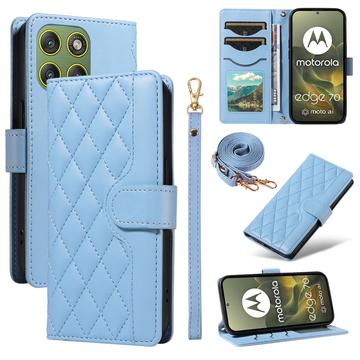 Funda acolchada de lujo para Motorola Edge 70 - Estilo Cartera - Azul