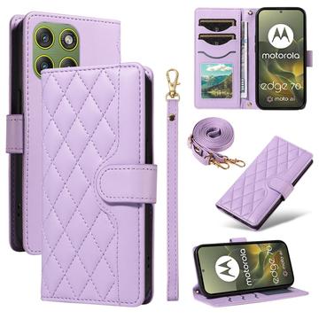 Funda acolchada de lujo para Motorola Edge 70 - Estilo Cartera - Morado