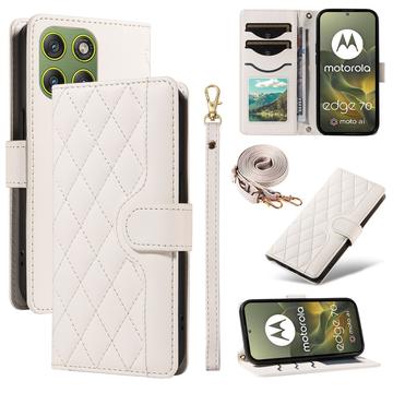 Funda acolchada de lujo para Motorola Edge 70 - Estilo Cartera - Blanca
