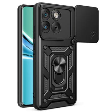 Funda híbrida con anillo giratorio y protector de cámara para Motorola Edge 70 - Negro