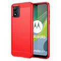 Carcasa de TPU Brushed para Motorola Moto E13 - Fibra de Carbono - Rojo