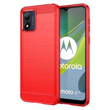 Carcasa de TPU Brushed para Motorola Moto E13 - Fibra de Carbono (Embalaje abierta - Excelente) - Rojo