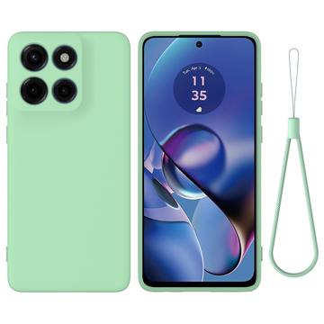 Motorola Moto G Stylus 5G (2025) Funda de silicona líquida con correa de mano - Verde