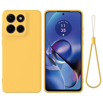 Motorola Moto G Stylus 5G (2025) Funda de silicona líquida con correa de mano - Amarillo